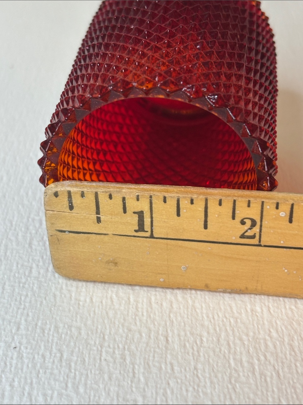 Vintage Faroy Red Diamond Point Glass Votive Candle Holder - Picture 4 of 8
